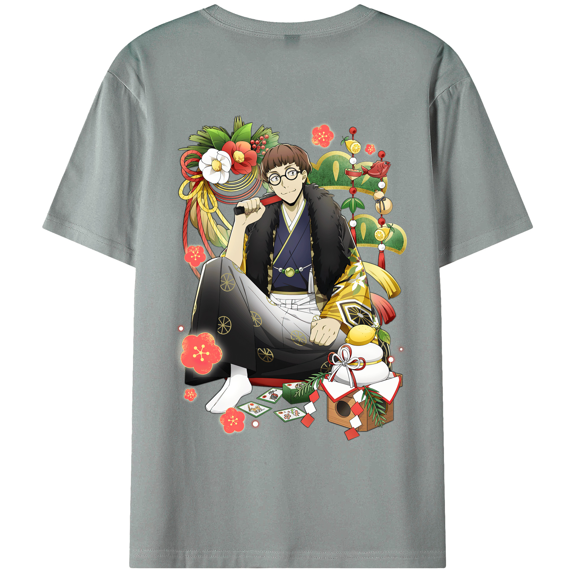 （画像用） 文豪ストレイドッグス Bungo Stray Dogs 綿100％ メンズ半袖Tシャツ（バックプリント） 通気性